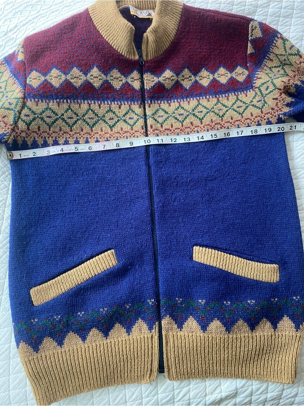 Vintage Pendelton Lobo Zip Virgin Wool Men's Sweater Fair Isle Union Made Retro - Picture 7 of 14